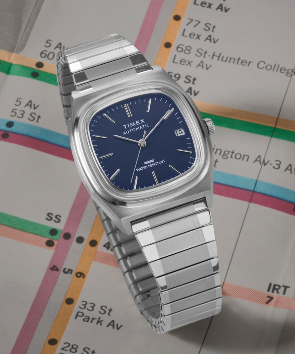 Timex Timex Automatic 1983 E Line 34mm Stainless Steel Expansion Band Watch