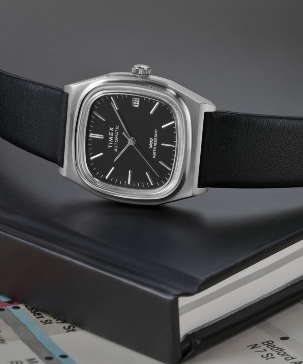 Timex Timex Automatic 1983 E Line 34mm Leather Strap Watch
