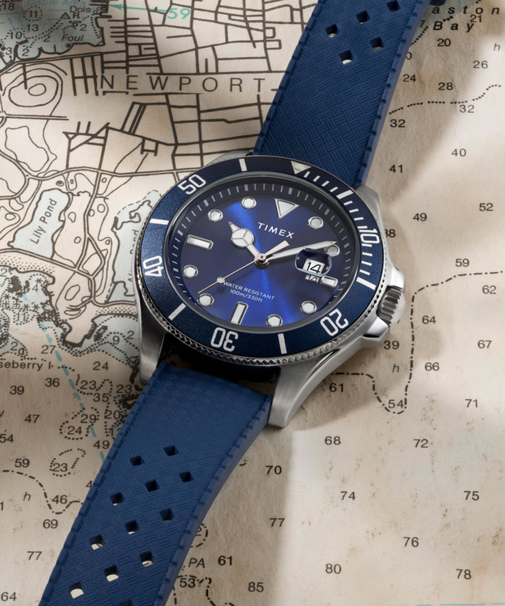 Timex Harborside Coast 44mm Synthetic Rubber Strap Watch