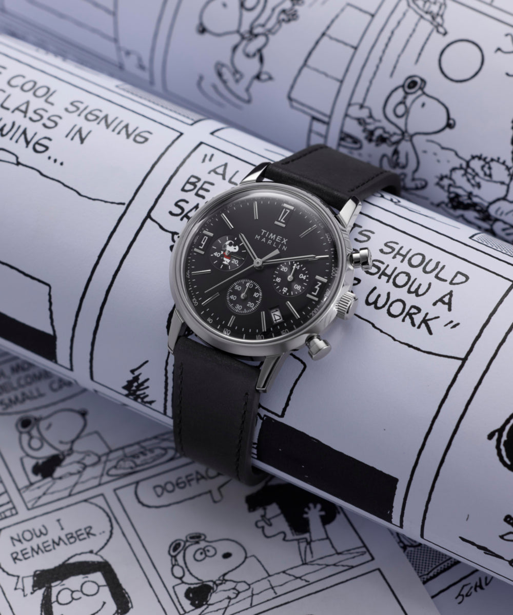 Timex Peanuts x Timex Marlin Chronograph Joe Cool 40mm Leather Strap Watch