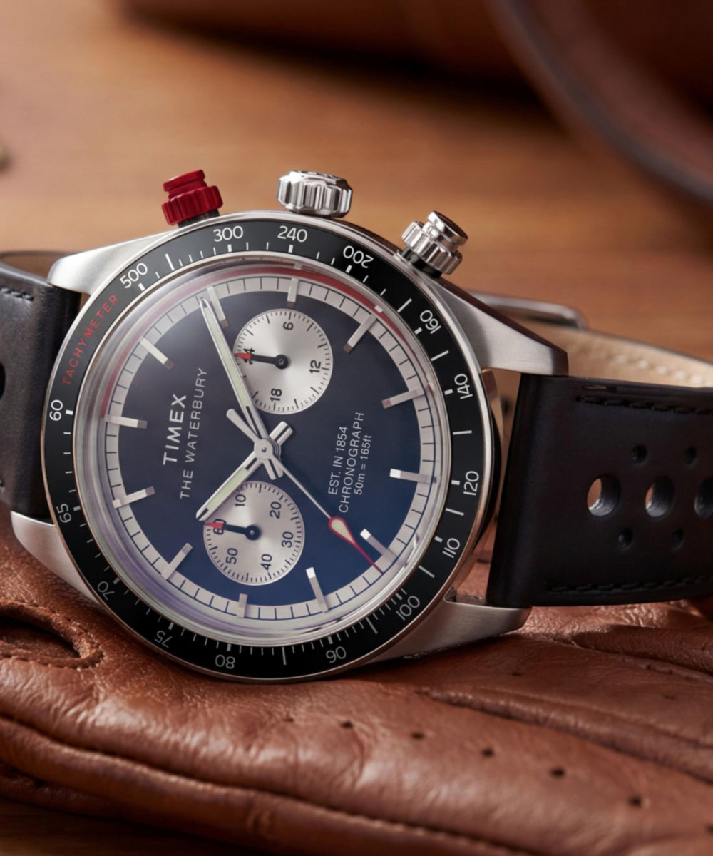 Timex Waterbury Heritage Chronograph 39mm Leather Strap Watch