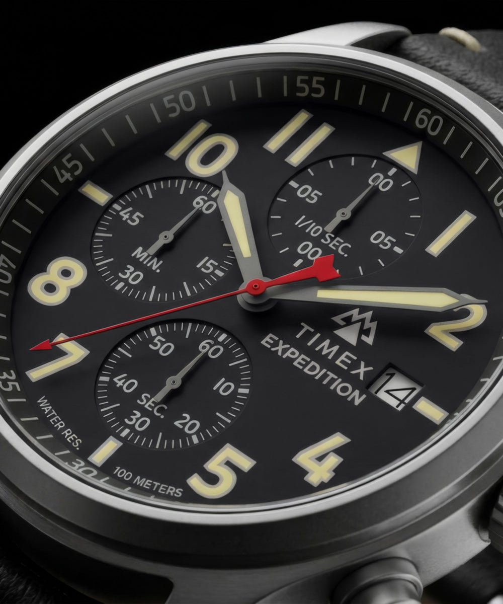Timex Expedition Sierra Chronograph 43mm Leather Strap Watch