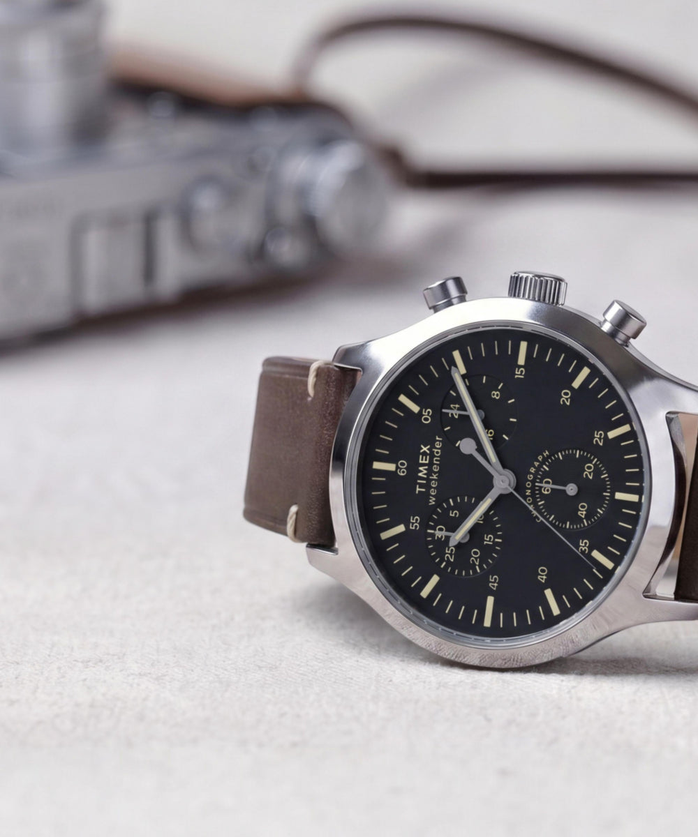 Timex Timex Weekender New England Chronograph 40mm Leather Strap Watch