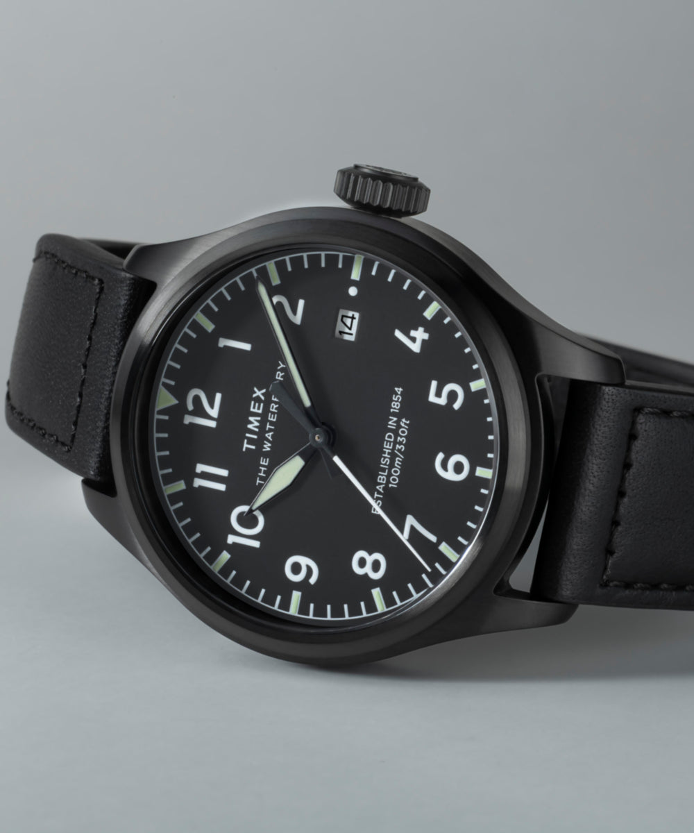 Timex Waterbury Ace 41mm Leather Strap Watch