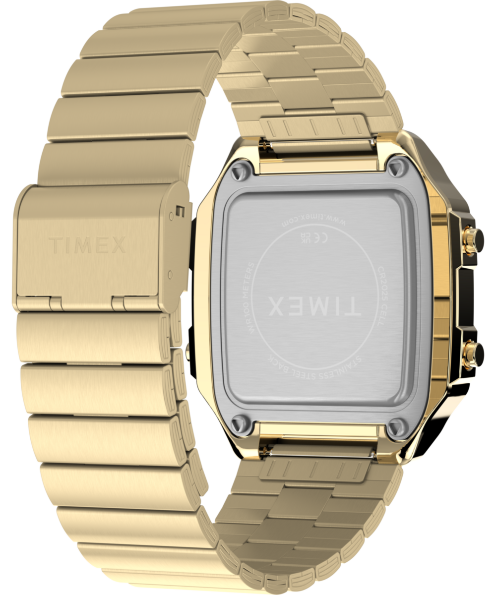 Timex World Time Digital 40mm Stainless Steel Bracelet Watch