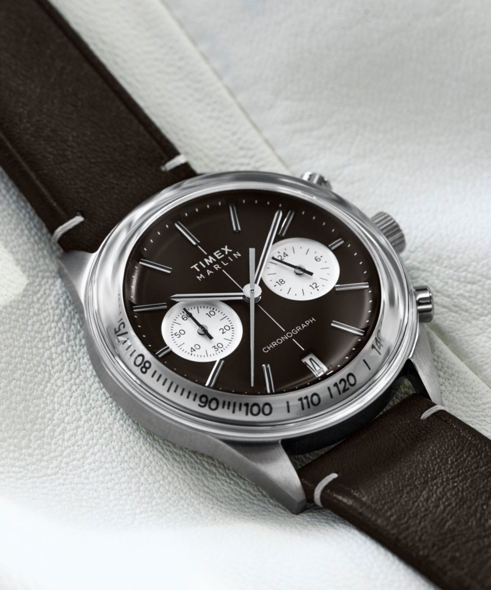 Timex Marlin Jet Quartz Chronograph 40mm Leather Strap Watch