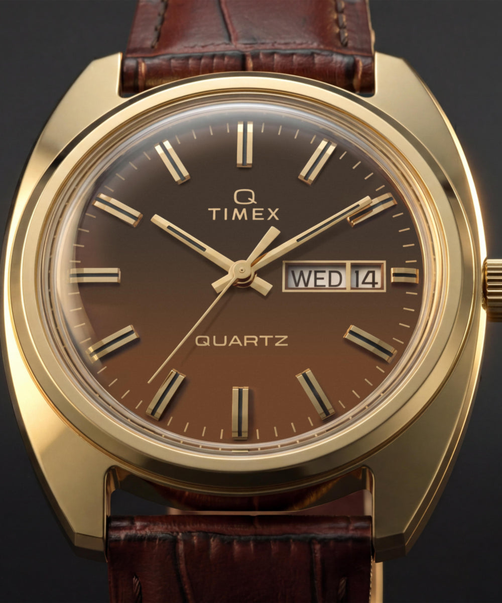 Timex Timex 1978 Day Date Fumé Reissue 37mm Leather Strap Watch