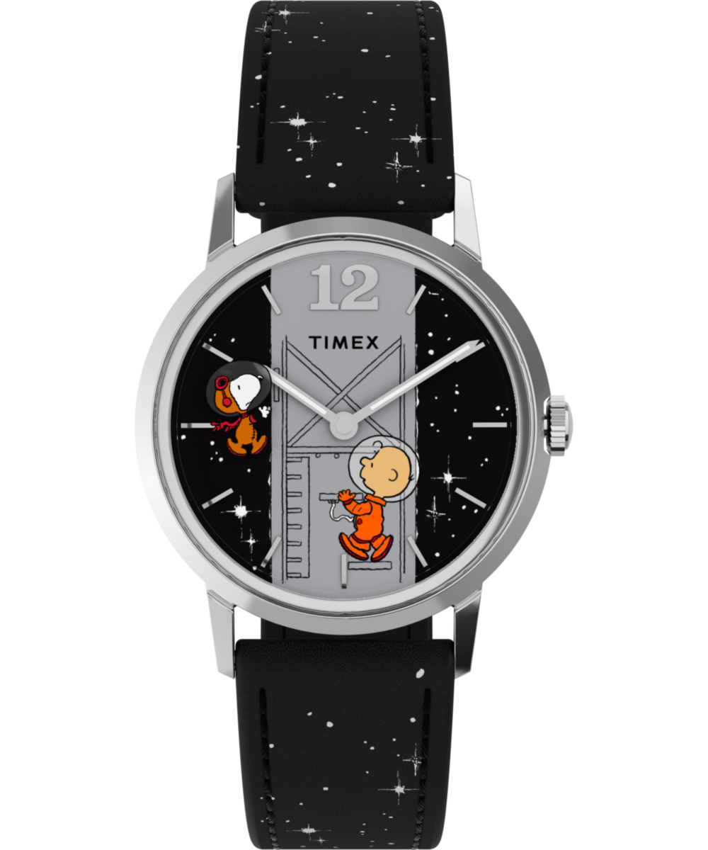 Timex Peanuts x Timex Marlin Hand-Wound Space 34mm Leather Strap Watch