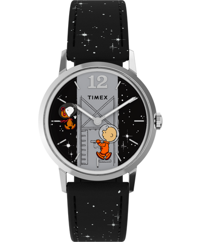 Timex Peanuts x Timex Marlin Hand-Wound Space 34mm Leather Strap Watch