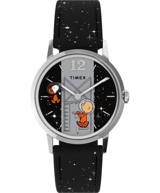 Timex Peanuts x Timex Marlin Hand-Wound Space 34mm Leather Strap Watch