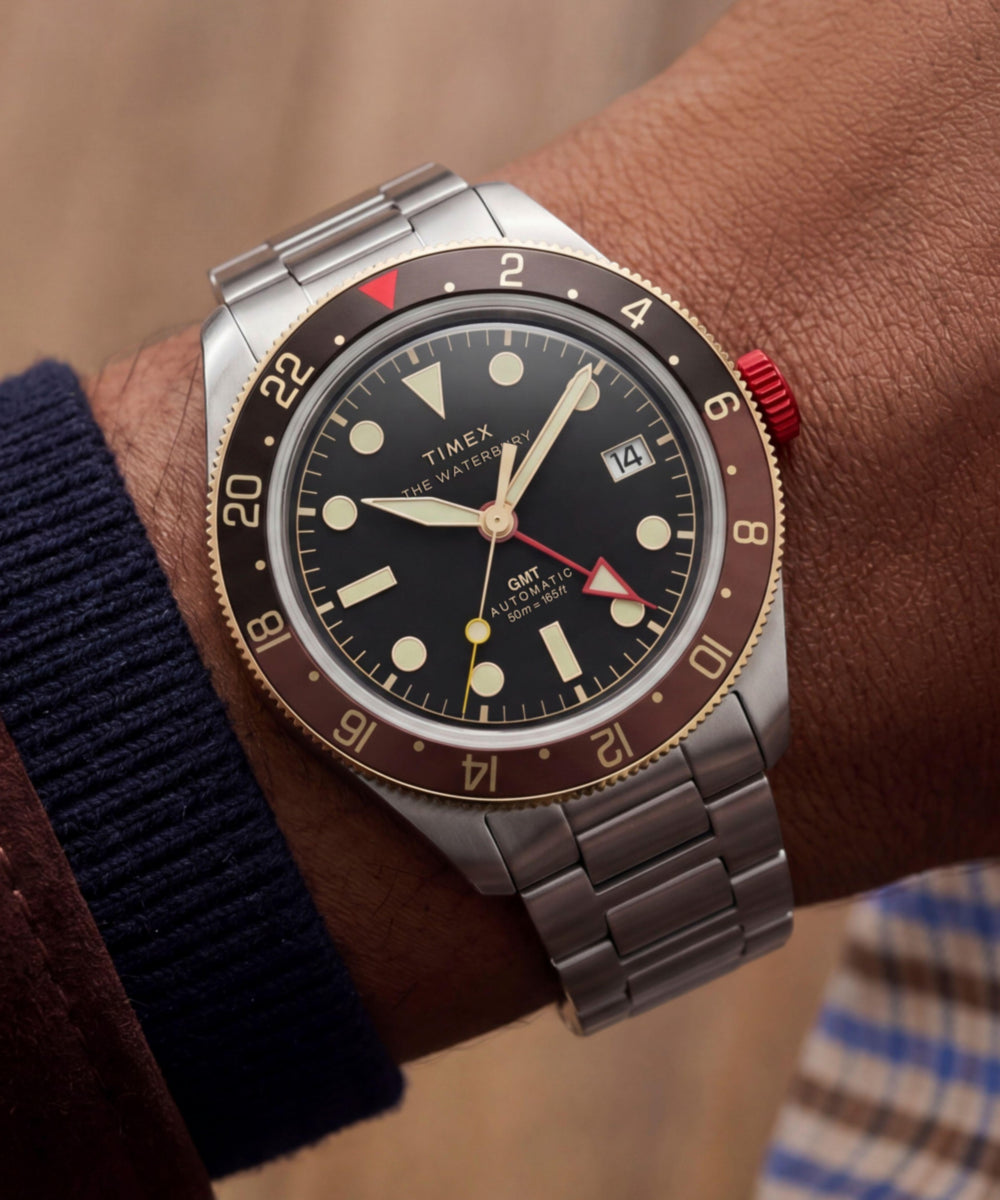 Timex Waterbury Heritage Automatic GMT 41.5mm Stainless Steel Bracelet Watch
