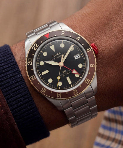 Timex Waterbury Heritage Automatic GMT 41.5mm Stainless Steel Bracelet Watch