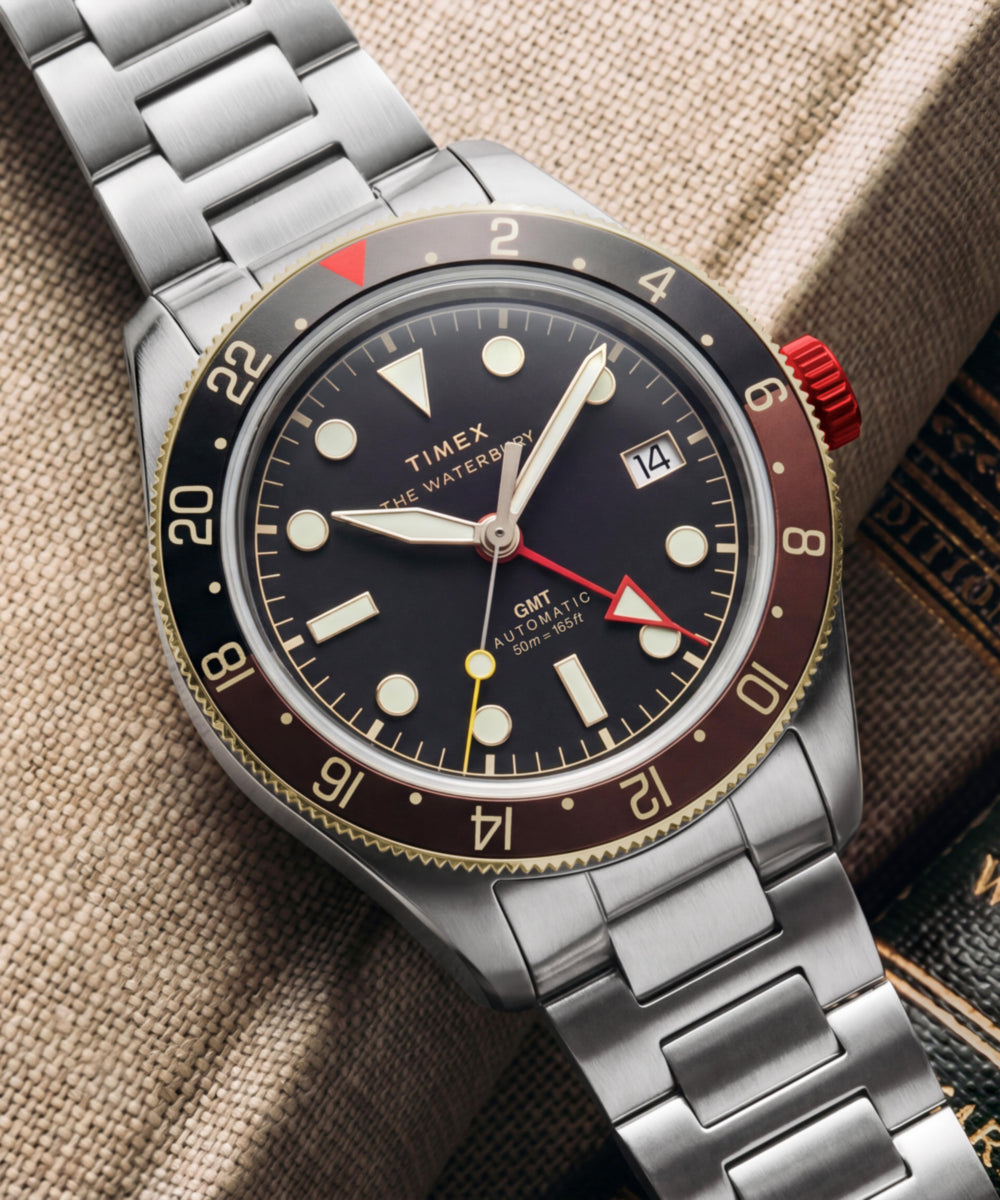 Timex Waterbury Heritage Automatic GMT 41.5mm Stainless Steel Bracelet Watch