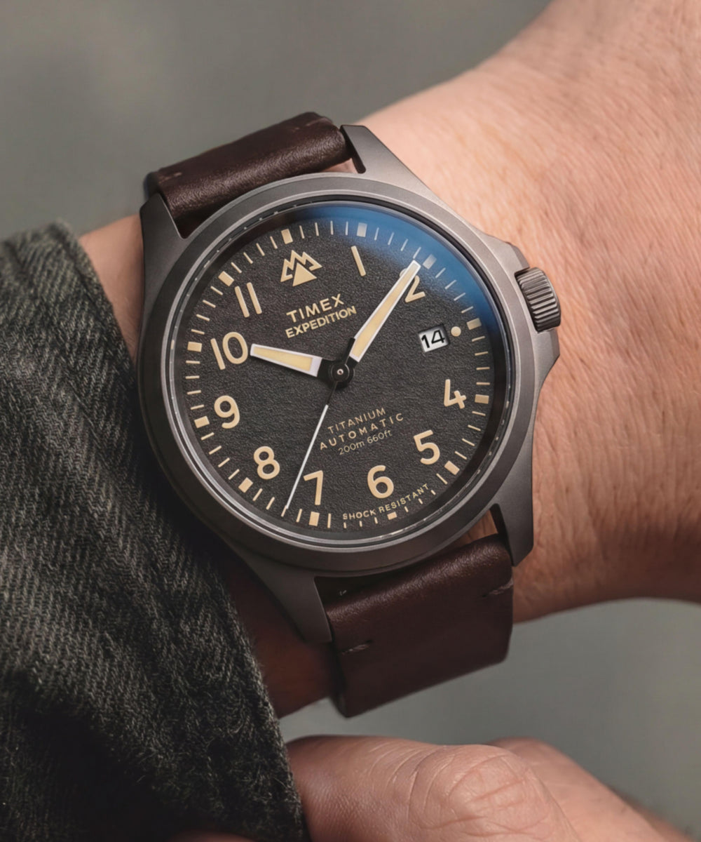 Timex Expedition Field Post Titanium Automatic 41mm Leather Strap Watch