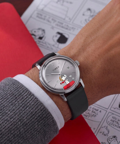 Timex Peanuts x Timex Marlin Automatic Snoopy Flying Ace 40mm Leather Stra