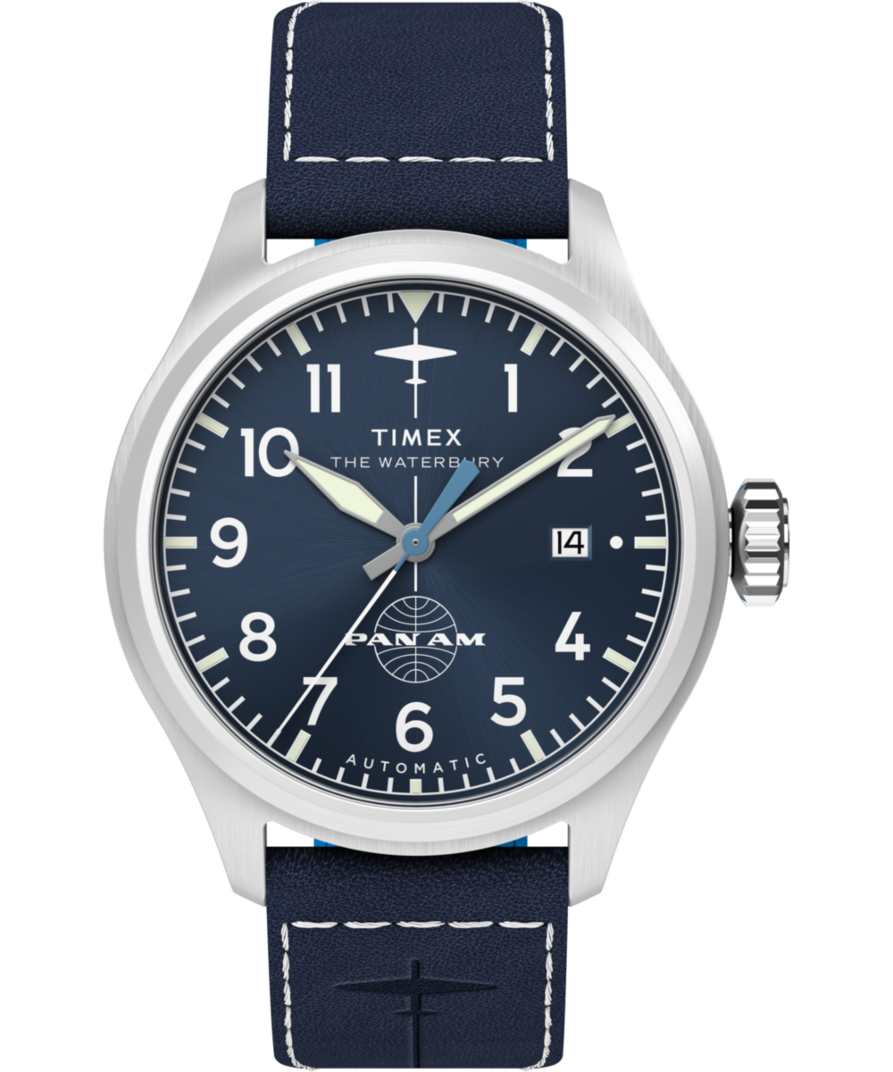 Timex Pan Am x Timex Waterbury Automatic Ace 41mm Leather Strap Watch