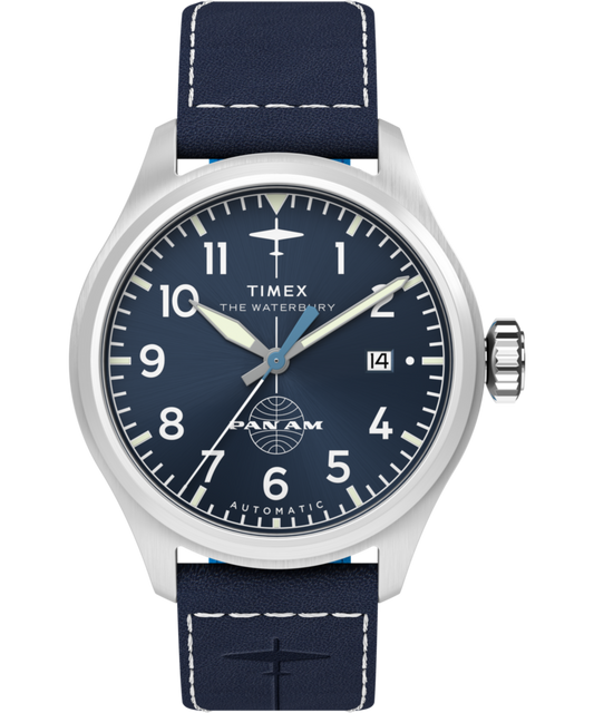 Timex Pan Am x Timex Waterbury Automatic Ace 41mm Leather Strap Watch