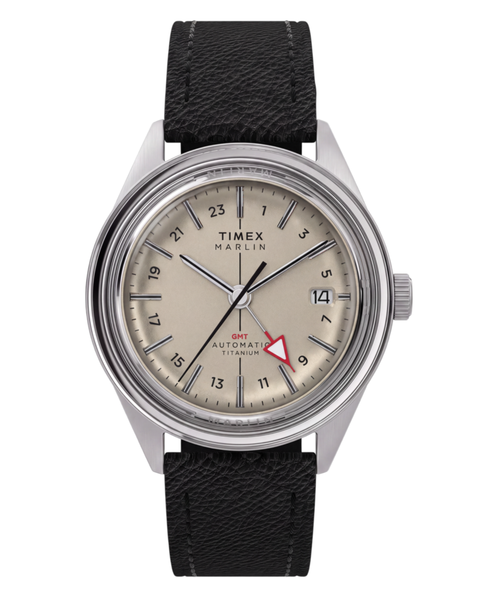 Timex Marlin Jet Titanium Automatic GMT 40mm Leather Strap Watch