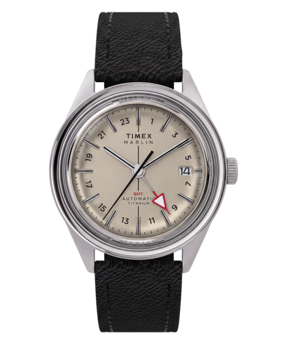 Timex Marlin Jet Titanium Automatic GMT 40mm Leather Strap Watch