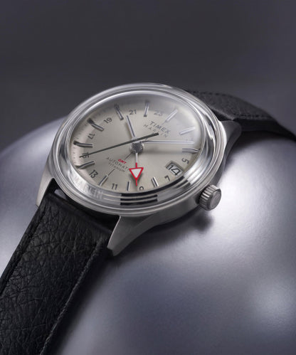 Timex Marlin Jet Titanium Automatic GMT 40mm Leather Strap Watch