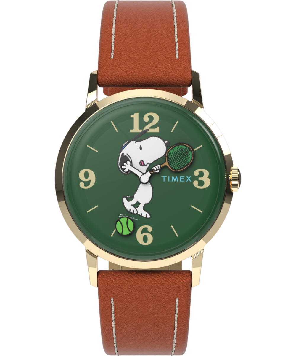 Timex Peanuts x Timex Marlin Hand-Wound Snoopy Tennis 34mm Leather Strap W