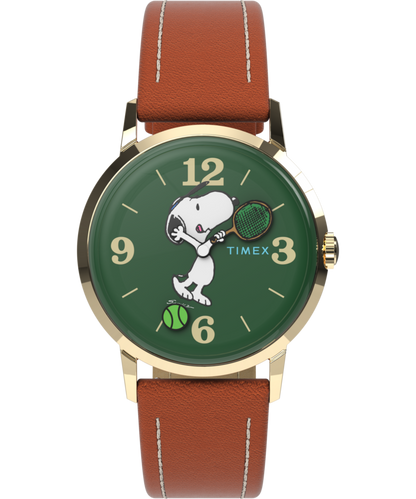 Timex Peanuts x Timex Marlin Hand-Wound Snoopy Tennis 34mm Leather Strap W