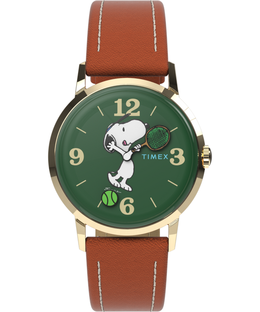 Timex Peanuts x Timex Marlin Hand-Wound Snoopy Tennis 34mm Leather Strap W