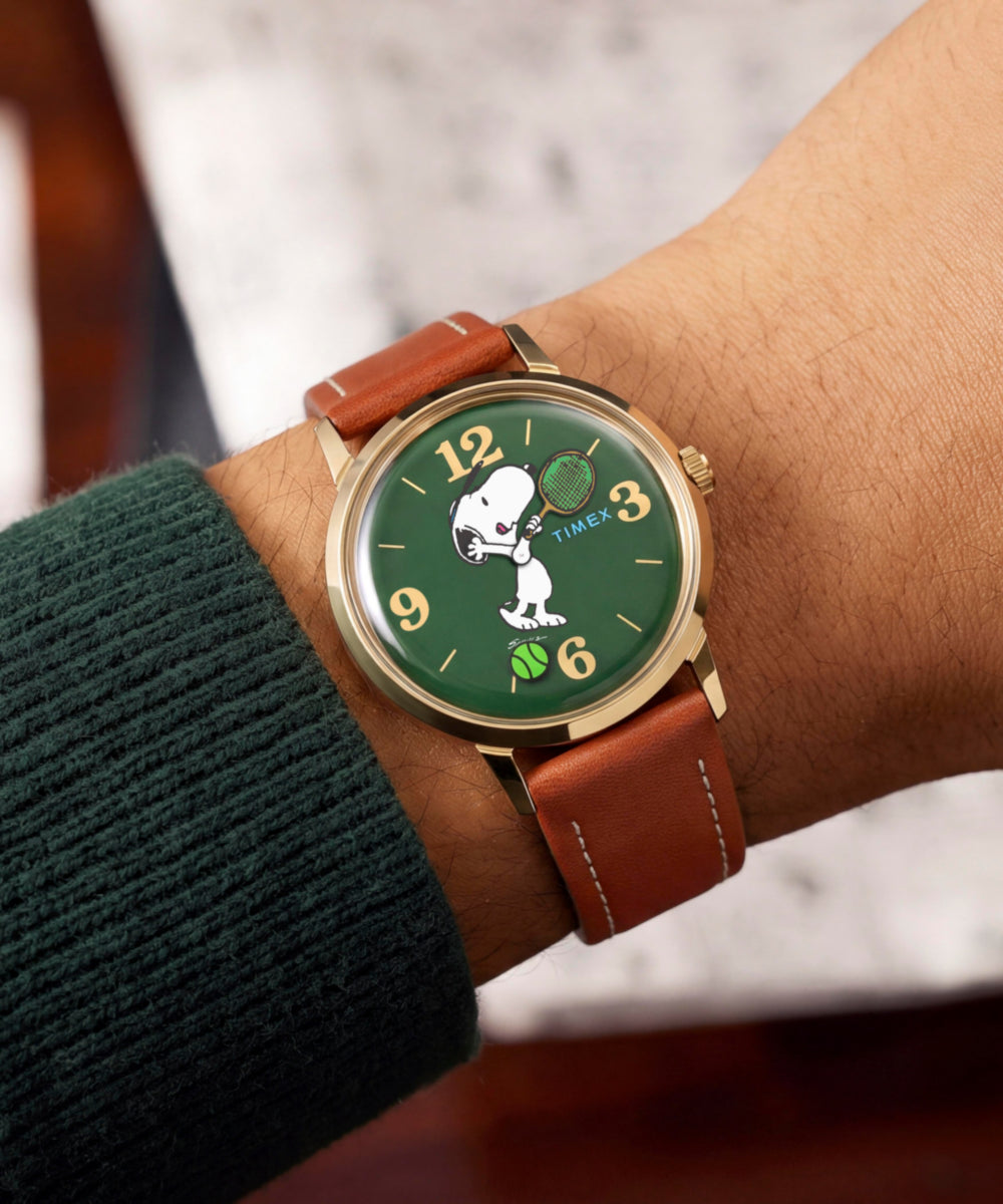 Timex Peanuts x Timex Marlin Hand-Wound Snoopy Tennis 34mm Leather Strap W