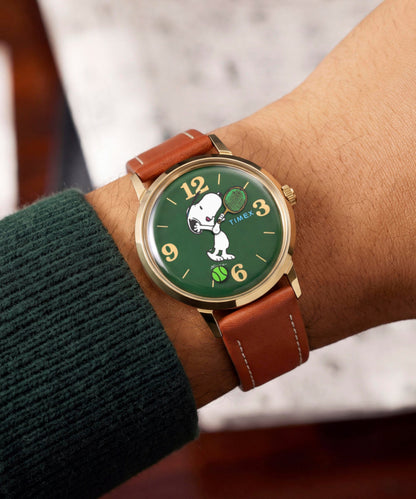 Timex Peanuts x Timex Marlin Hand-Wound Snoopy Tennis 34mm Leather Strap W