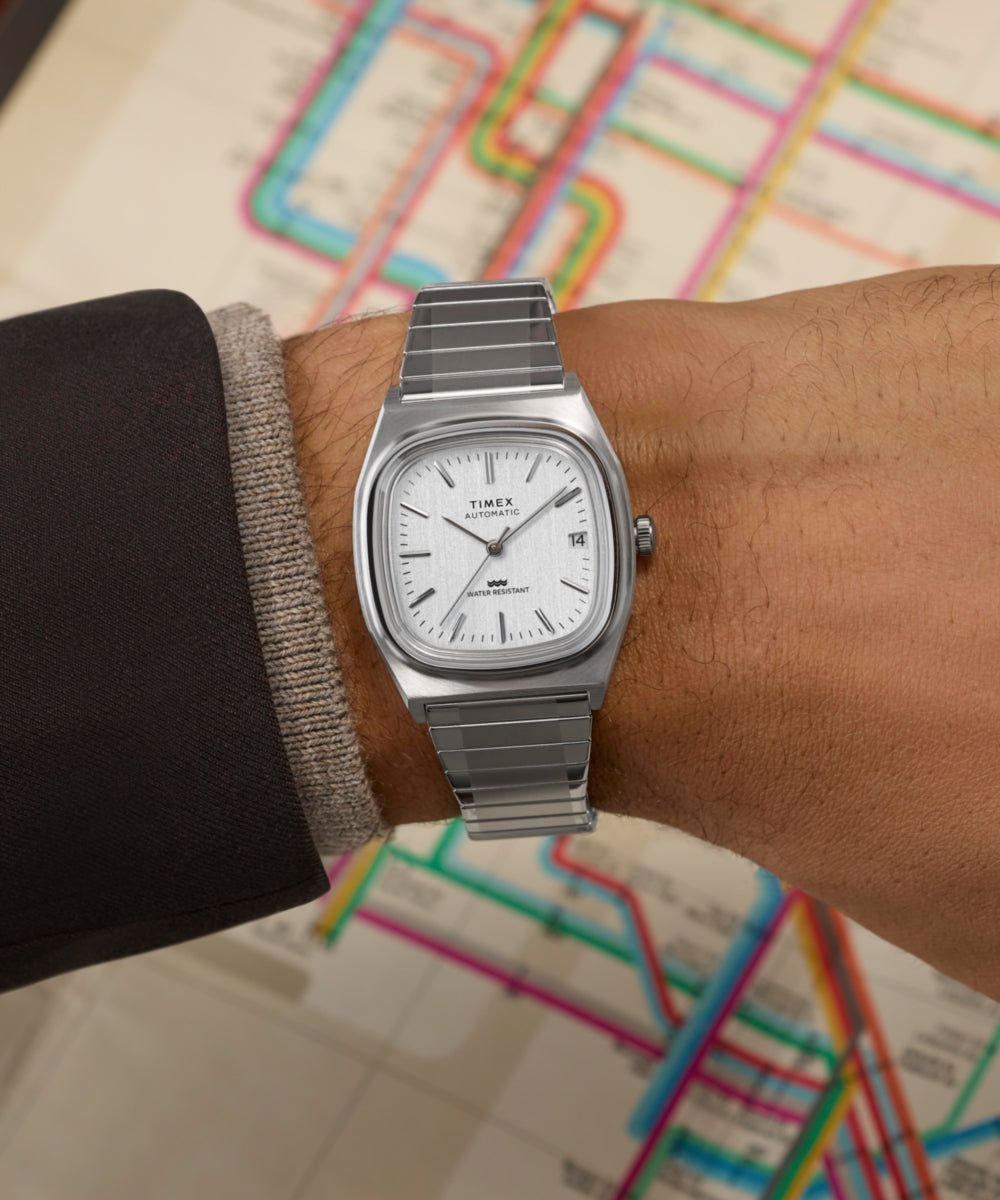 Timex Timex Automatic 1983 E Line Reissue 34mm Stainless Steel Expansion Ba