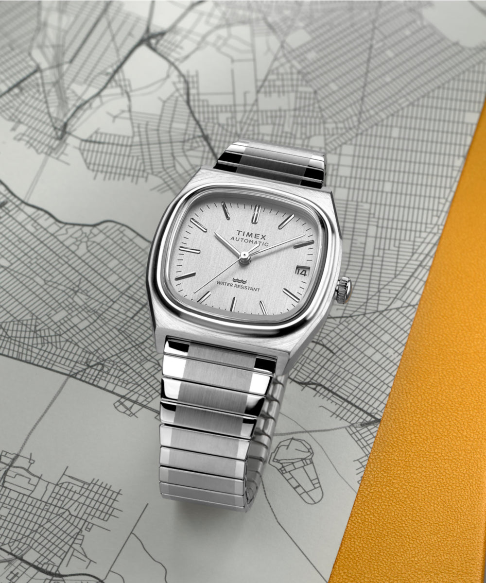 Timex Timex Automatic 1983 E Line Reissue 34mm Stainless Steel Expansion Ba