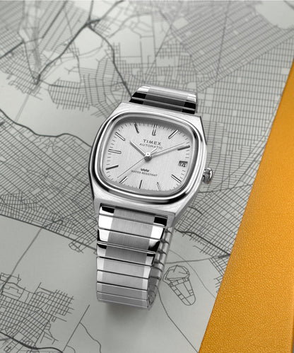 Timex Timex Automatic 1983 E Line Reissue 34mm Stainless Steel Expansion Ba