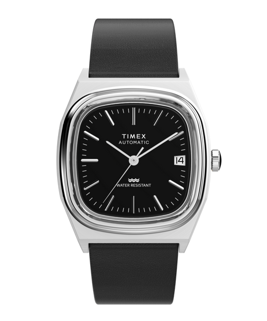 Timex Timex Automatic 1983 E Line 34mm Leather Strap Watch