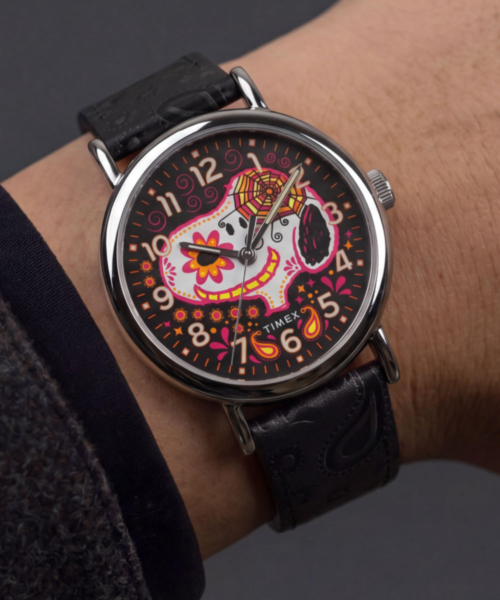 Timex Peanuts x Timex Weekender Day of the Dead 40mm Leather Strap Watch