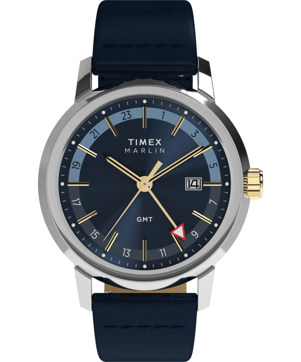 Timex Marlin Quartz GMT 40mm Leather Strap Watch