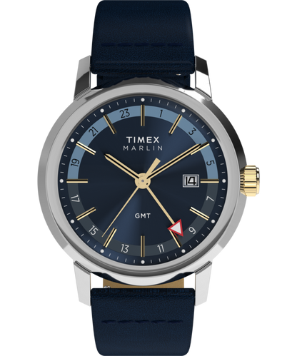 Timex Marlin Quartz GMT 40mm Leather Strap Watch