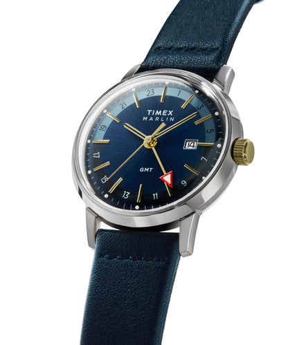 Timex Marlin Quartz GMT 40mm Leather Strap Watch