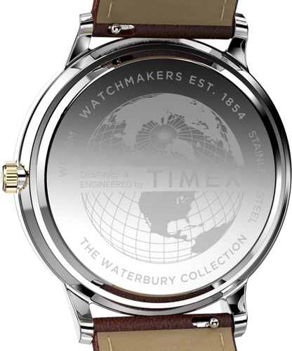 Timex Waterbury Classic Moon Phase 40mm Leather Strap Watch