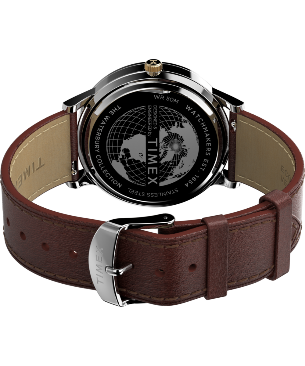 Timex Waterbury Classic Moon Phase 40mm Leather Strap Watch
