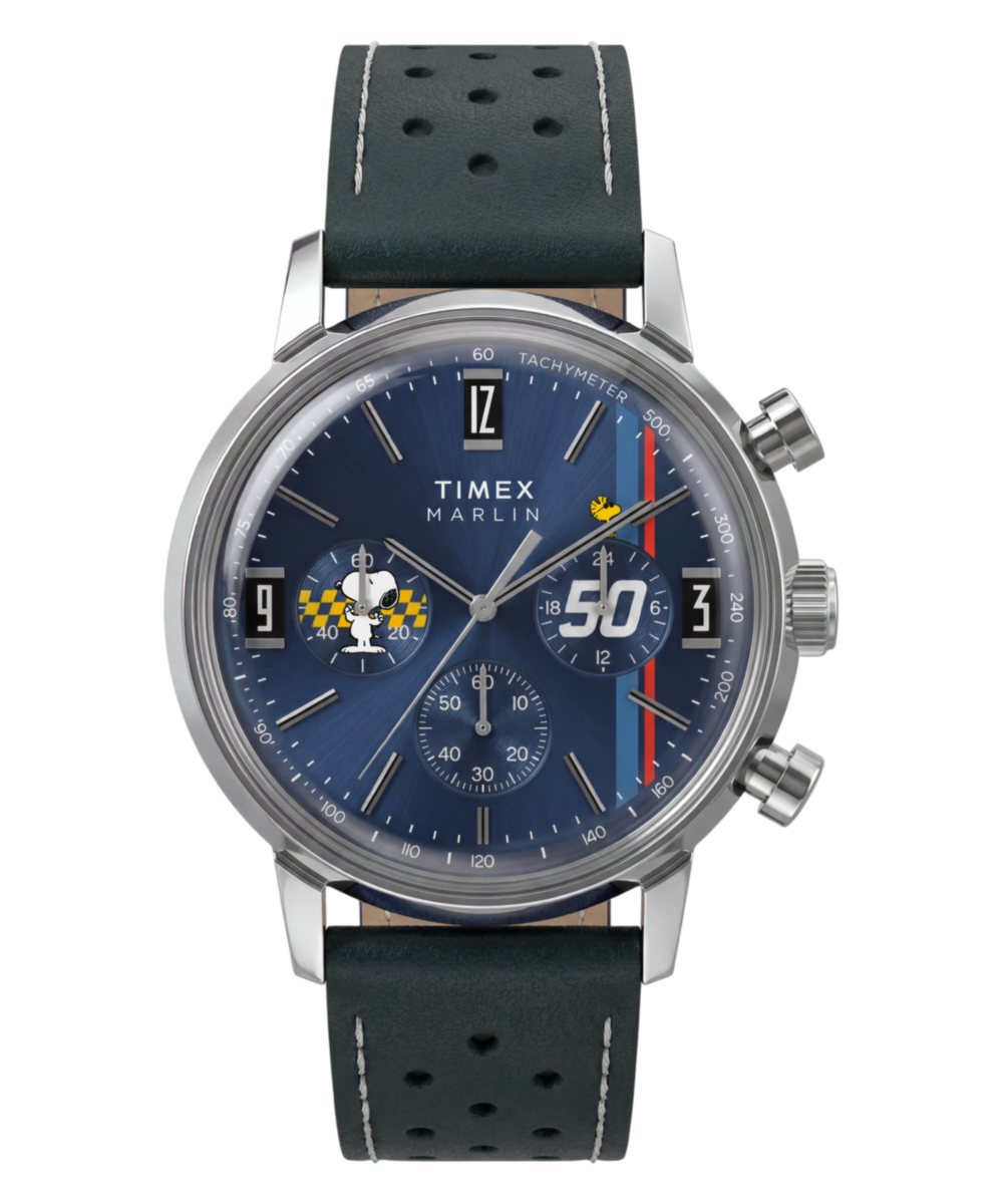 Timex Peanuts x Timex Marlin Chronograph 40mm Leather Strap Watch