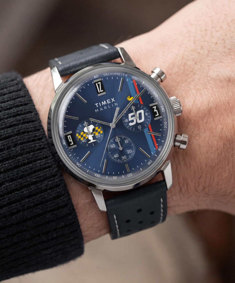 Timex Peanuts x Timex Marlin Chronograph 40mm Leather Strap Watch