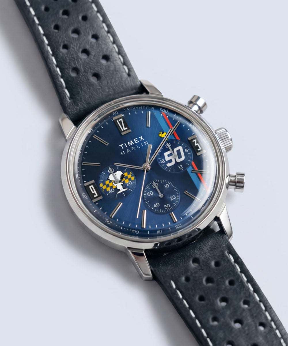 Timex Peanuts x Timex Marlin Chronograph 40mm Leather Strap Watch