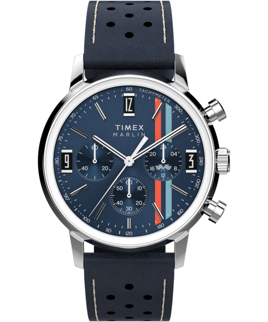 Timex Marlin Chronograph Tachymeter 40mm Leather Strap Watch