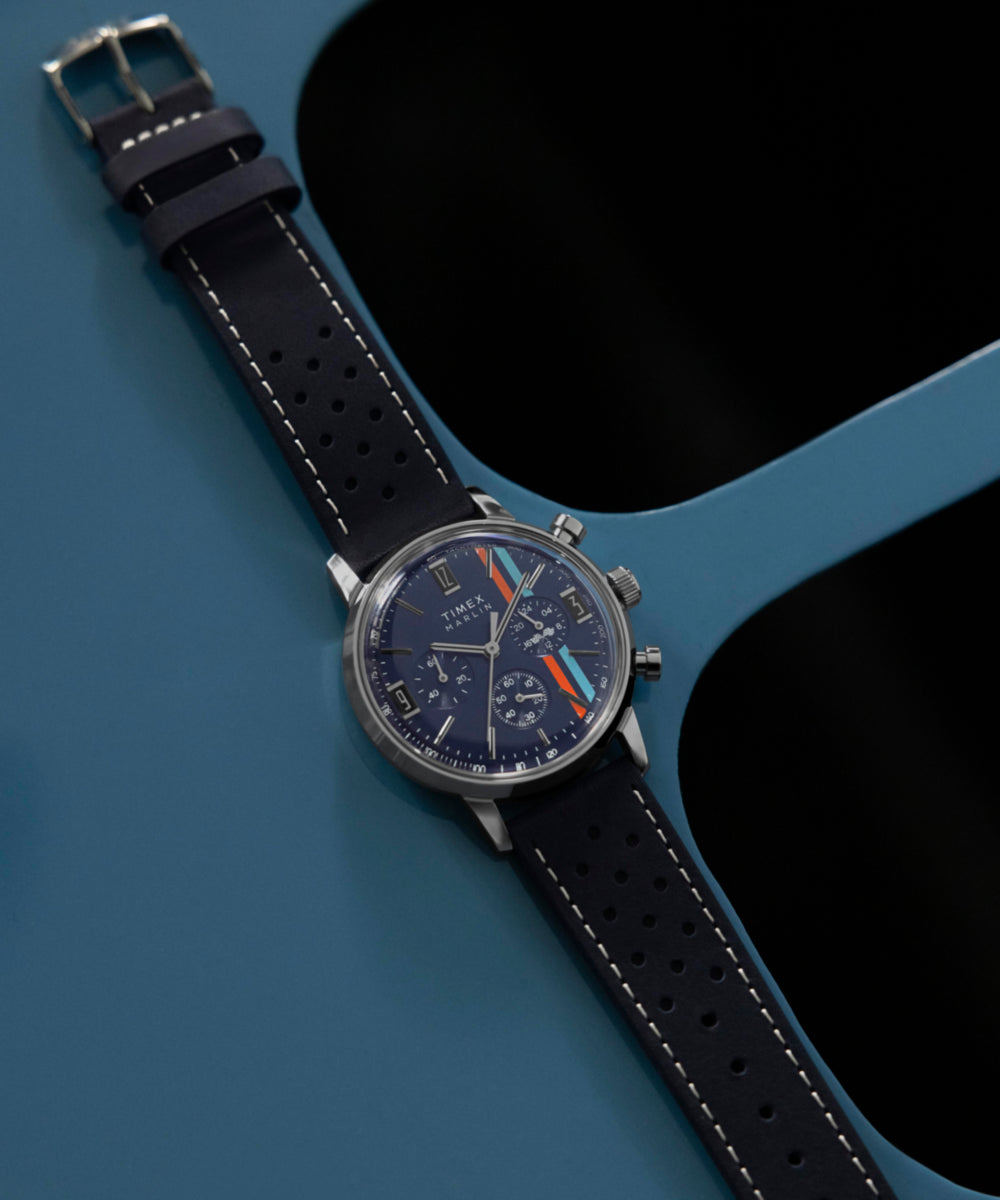 Timex Marlin Chronograph Tachymeter 40mm Leather Strap Watch