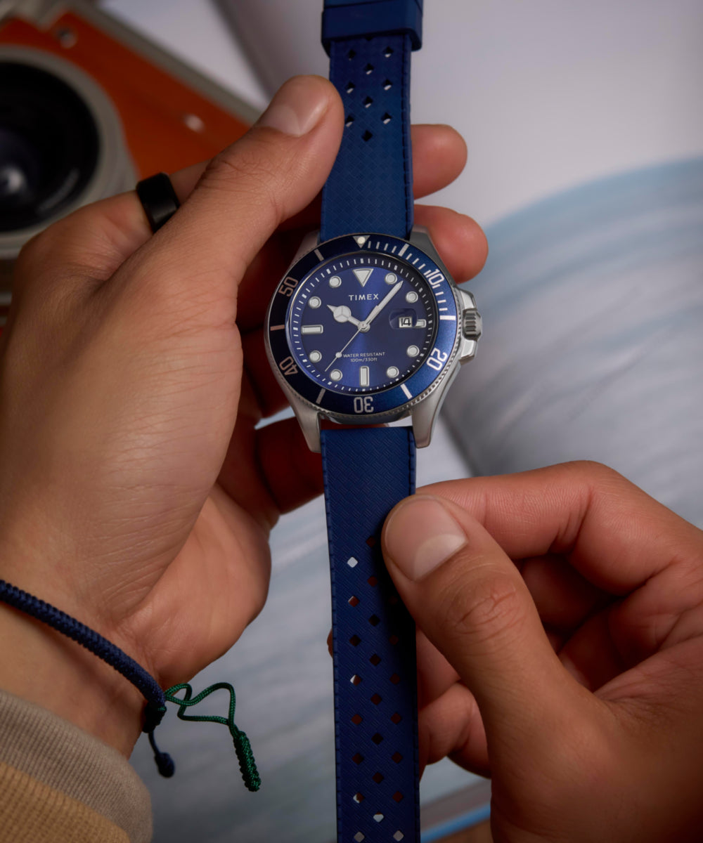 Timex Harborside Coast 44mm Synthetic Rubber Strap Watch