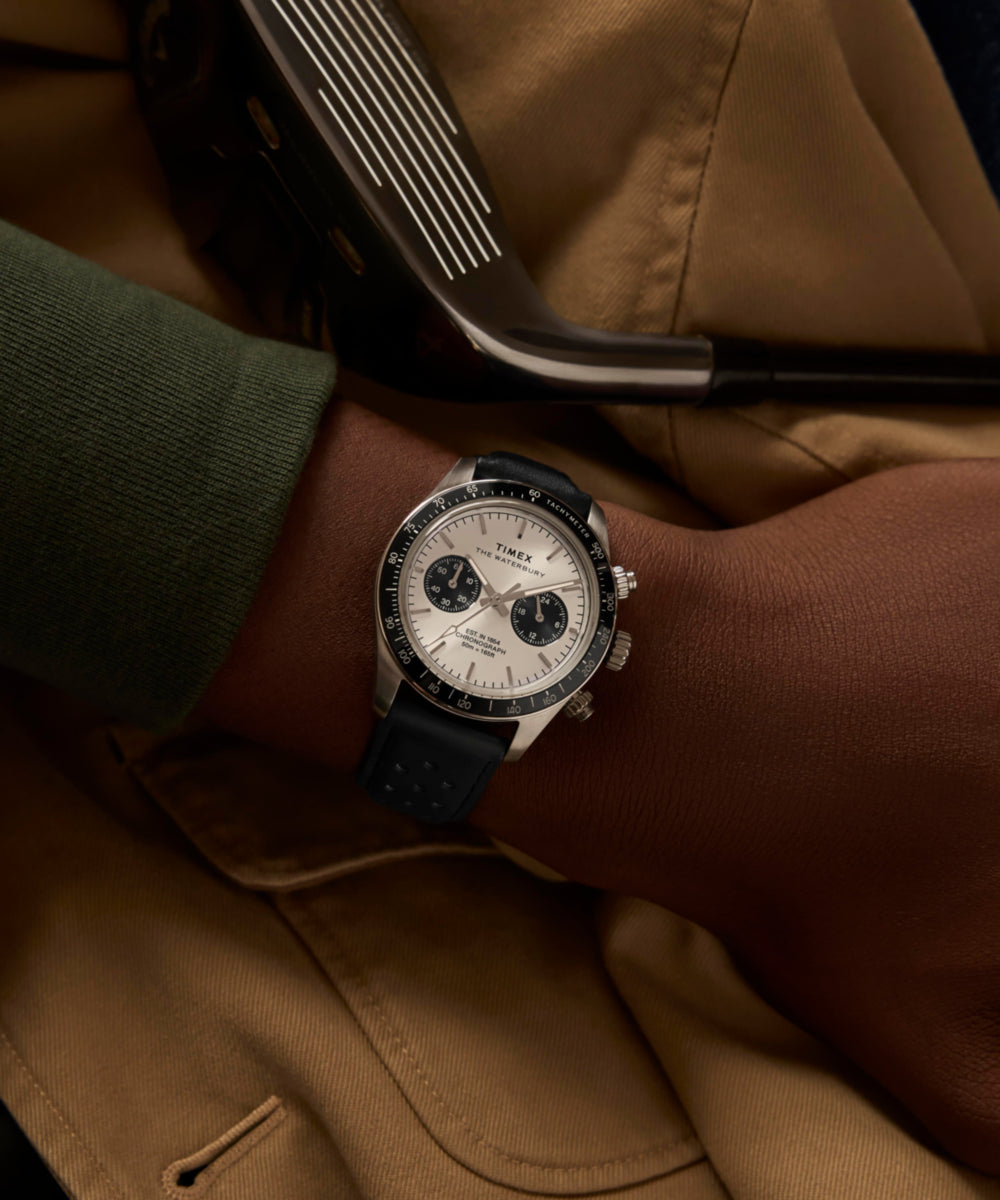 Timex Waterbury Heritage Chronograph 39mm Leather Strap Watch