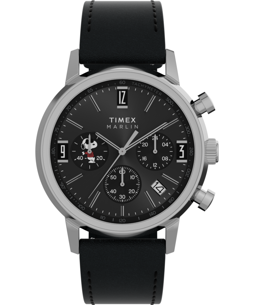 Timex Peanuts x Timex Marlin Chronograph Joe Cool 40mm Leather Strap Watch