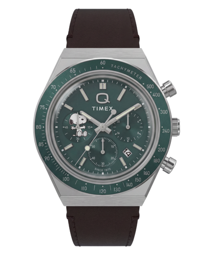 Timex Peanuts x Q Timex Chronograph 40mm Leather Strap Watch