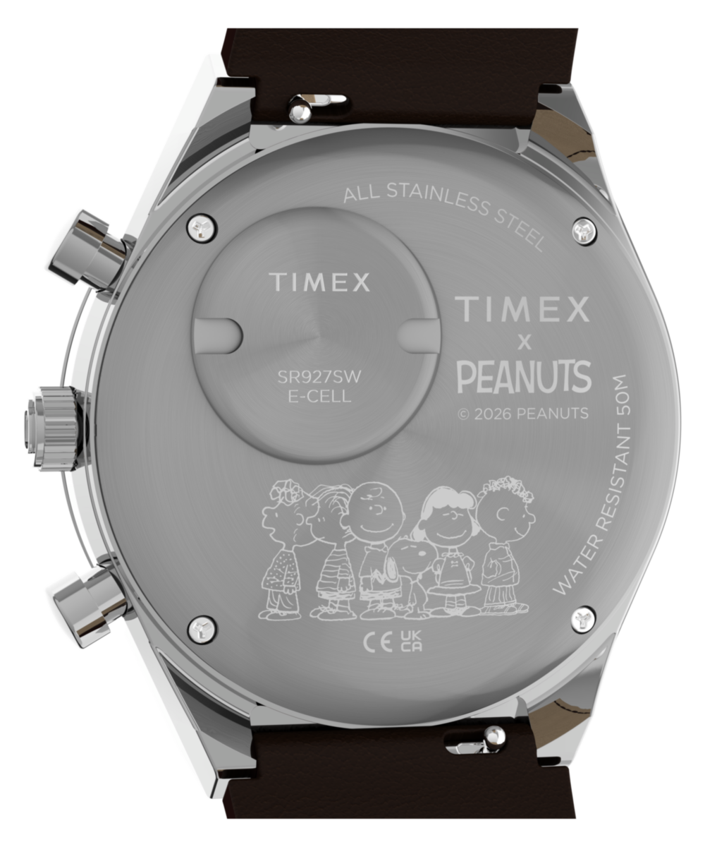 Timex Peanuts x Q Timex Chronograph 40mm Leather Strap Watch