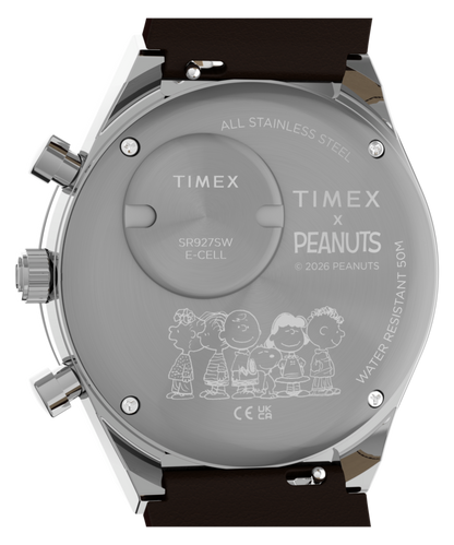 Timex Peanuts x Q Timex Chronograph 40mm Leather Strap Watch